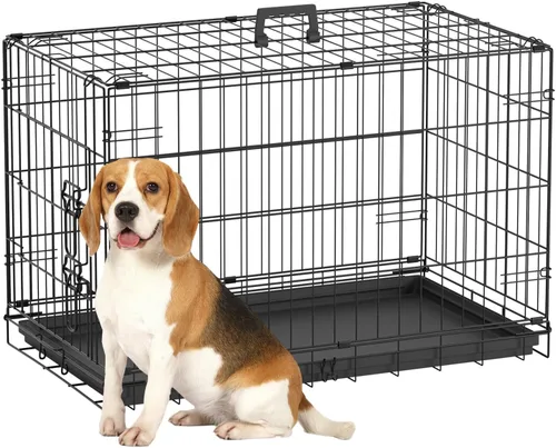 Vista 33 de [Usado] FDW Jaula para perros pequeños de 24 pulgadas plegable de metal con alambre para mascotas, doble puerta con panel divisor para interiores