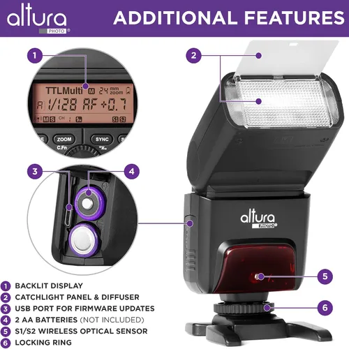 Vista 4 de Altura Photo AP-305C Flash para Canon 2.4G E-TTL y disparador manual inalámbrico HSS para Canon EOS R R5 R6 R7 R8 RP 90D 80D 70D SL2 T7I T6 T6I 5D