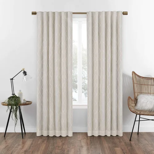 Vista 14 de Eclipse Absolute Zero Nora Geo - Cortinas opacas con aislamiento térmico y bolsillo para barra, para dormitorio, panel individual, 50 x 63 pulgadas