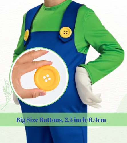 Vista 3 de PIIDUOO Mari Luigi - Disfraz de Halloween para niños, sombrero de Super Bros, guantes de bigote, accesorios de disfraces para niños y niñas, cosplay
