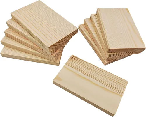 Vista 20 de 4 tableros rectangulares de madera sin terminar para manualidades, bloques de madera de corte en blanco de 8 x 6 x 0.8 pulgadas para tallar madera