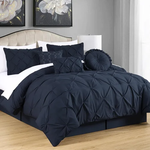 Vista 19 de Chezmoi Collection - Juego de ropa de cama modelo Sydney, 7 piezas, con pliegues decorativos