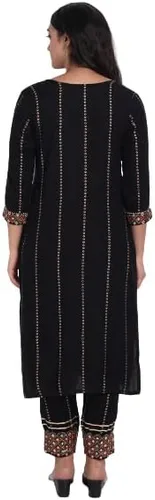 Vista 3 de Conjunto de pantalón Kurta de rayón morado para mujer india