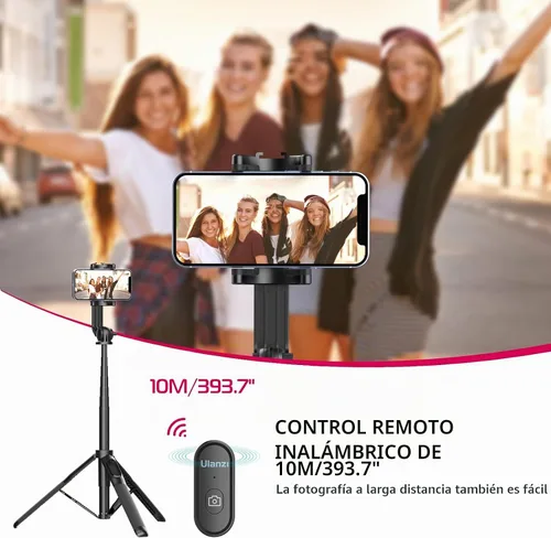 Vista 5 de ULANZI SK-03 Trípode selfie stick, trípode de 64" profesional y estable para teléfono inteligente/cámara de acción, soporte de teléfono extensible