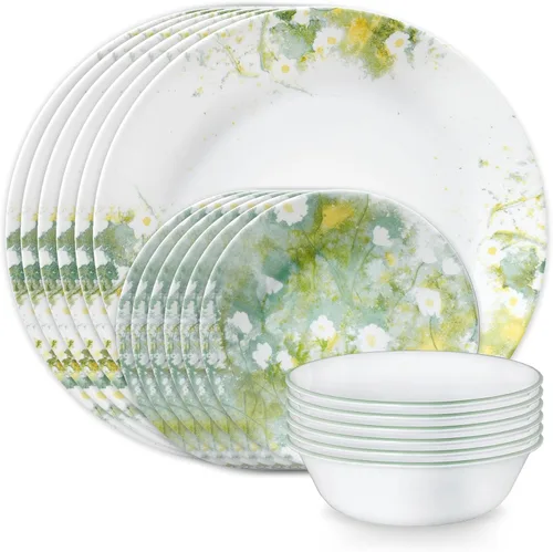 Vista 15 de Corelle Vitrelle - Juego de vajilla de vidrio de 18 piezas para 6, juego de platos y cuencos de vidrio de triple capa resistente a las grietas y a