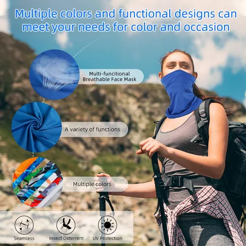 Vista 6 de Paquete de 6 cubrebocas con polaina para el cuello: máscaras transpirables de cocodrilo, bufanda, pasamontañas y bandana para la cabeza, protección