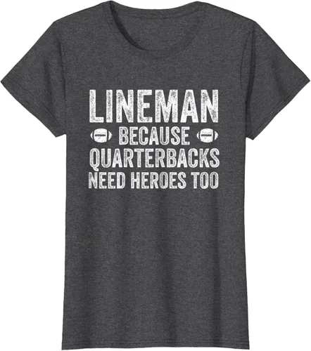 Vista 7 de Lineman Because Quarterbacks Need Heroes Camiseta de fútbol linieros S Negro