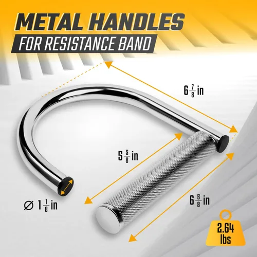 Vista 3 de Yes4All 360 Rotation Metal Resistance Bands, Pull Up Handle with Extra-Gripped Knurled Surface, Heavy Duty Industrial Grade Steel Stretch Attachment