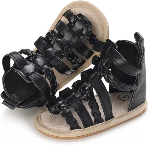 Vista 4 de LAFEGEN Sandalias de verano para bebés niños y niñas, 2 correas, antideslizantes, suela suave, zapatos de playa para bebés, zapatos de cuna