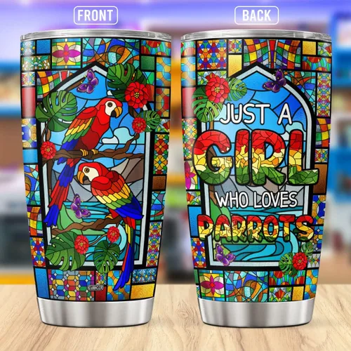 Vista 2 de CUBICER Taza colorida de loro tropical, tazas inspiradoras con aislamiento térmico de 20 onzas con tapa, taza de acero inoxidable, regalos