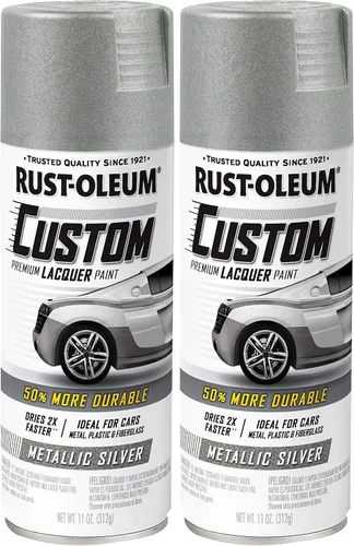 Vista 10 de Rust-Oleum 340569 Pintura en aerosol de laca personalizada para automóviles, 11 oz, gris plateado mate