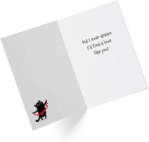 Vista 2 de Tarjeta del día de San Valentín de gato negro Para los amantes de los gatos Nine Lives Tarjeta individual de 5 x 7.5 pulgadas con sobre Hecho