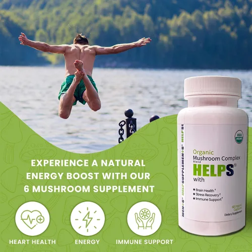 Vista 6 de Cápsulas de complejo de hongos orgánicos Suplemento de hongos 6 en 1 Salud cerebral, sistema de apoyo inmunológico, memoria y energía 1000 mg