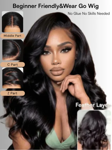 Vista 113 de Beauty Forever Bye Bye Knots - Peluca de cabello humano ondulado sin pegamento, predepilada, 7x5, encaje frontal, cabello humano suelto Peluca