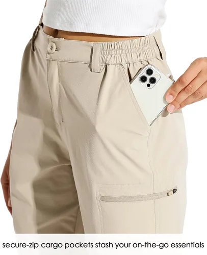 Vista 3 de Willit - shorts de senderismo para mujer, de 10 pulgadas, elásticos, para golf, activos, de secado rápido, pantalones cortos de verano