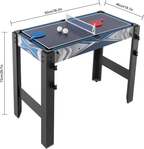 Vista 2 de Mesa de juego múltiple 5 en 1, mesa de juego combinada con hockey, billar, ping pong, tiro con arco, baloncesto para el hogar, sala