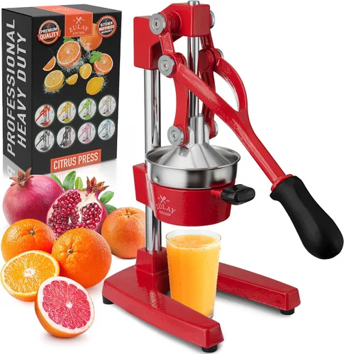 Vista 14 de Zulay Kitchen Exprimidor de hierro fundido, exprimidor de naranja resistente con coladores desmontables para una fácil limpieza, prensa de cítricos