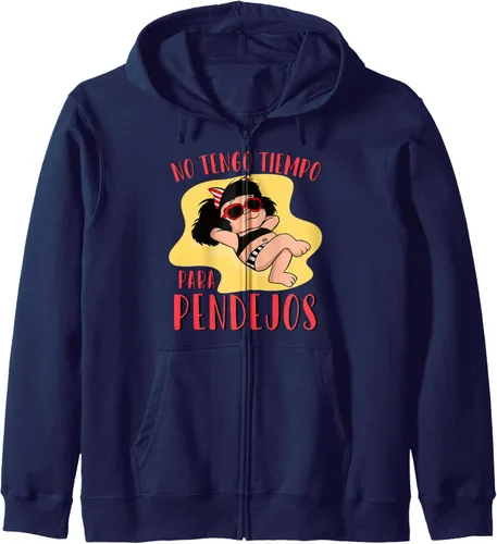 Vista 5 de No tengo tiempo para Pendejos Funny Feminist Mafalda Zip Hoodie, Negro