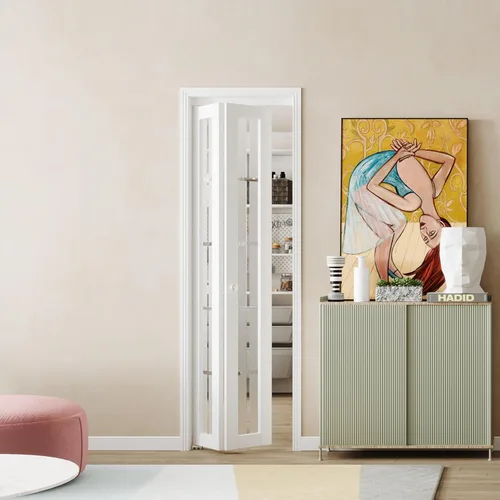 Vista 18 de BARNER HOME Puerta de armario, puertas plegables Full Lite con panel de vidrio estriado, fácil montaje, puertas plegables con kits de herrajes