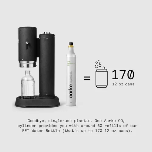 Vista 6 de Aarke Carbonator Pro, Máquina para Agua Espumosa y Carbonatada, Acero Inoxidable con Botella Reutilizable de Vidrio, Volumen 800 mL/27 fl oz