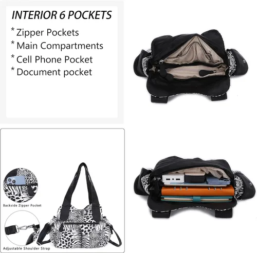 Vista 5 de Angel Barcelo Bolsos de mano de moda espaciosos para mujer, bolsos de hombro para mujer, bolso de cuero lavado
