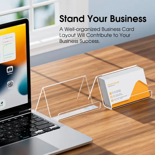 Vista 5 de MaxGear Tarjetero acrílico para escritorio, múltiples tarjetas de visita premium para espacio de trabajo, soporte de plástico transparente