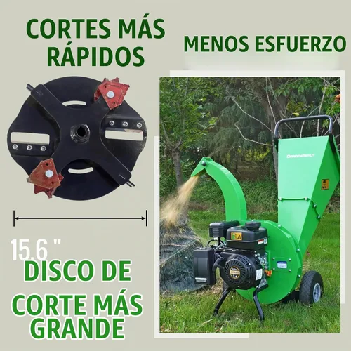 Vista 2 de Trituradora de madera S1, relación de reducción alta de 20:1, motor de gasolina resistente de 7 HP 212cc, capacidad máxima de diámetro de madera
