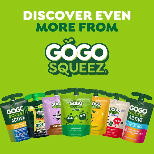 Vista 9 de GoGo squeeZ Puré de manzana orgánico y puré de fruta sin azúcar añadido, manzana manzana, bolsas de 3.2 onzas (paquete de 48), aperitivos de frutas
