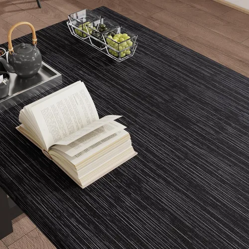 Vista 2 de CRE8TIVE Papel Tapiz Negro de Tela de Hierba Despegar y Pegar Texturizado Tela de Lino Tejido Negro Papel de Contacto para Paredes Autoadhesivo