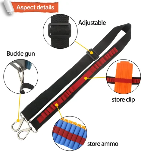 Vista 2 de EKIND Toy Gun Bullet - Correa de hombro para dardos y bandolier, soporte de almacenamiento de munición compatible con Nerf Elite Blasters