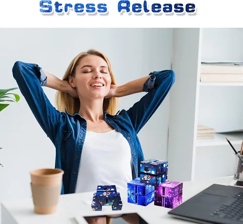 Vista 5 de 12 cubos infinitos, mini juguetes para ansiedad geniales para niños y adultos, dispositivo sensorial mejor para el estrés. Bloques de mano