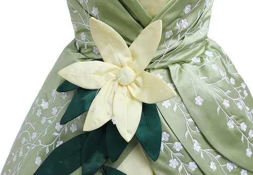 Vista 9 de Angelaicos Vestido de fiesta con diseño de hojas cosidas a mano para mujer forro polar verde con licencia oficial de star wars silent one crew