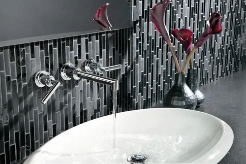 Vista 3 de Moen TS43003 Arris - Grifo de baño con dos manijas para montaje en pared, requiere válvula, cromado