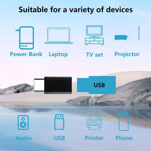 Vista 2 de VAKS Adaptador USB C (paquete de 4), adaptador USB C macho a hembra, soporta carga rápida y extensión de transferencia de datos, compatible