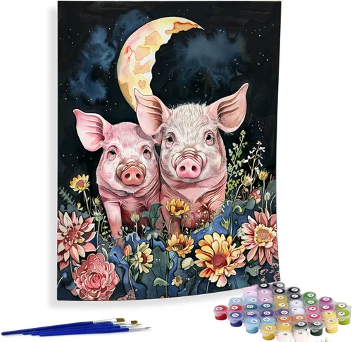 Vista 6 de Diymood Pintura por números para adultos, gatos, pintura al óleo, pintura acrílica abstracta por números, kits para adultos principiantes