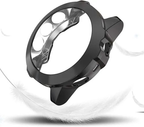 Vista 5 de Compatible con Garmin Fenix 5X/5XPlus/5X Sapphire Case, TPU plateado protector protector para 2.008 in Fenix 5X Watch Case (negro)