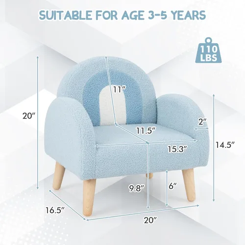 Vista 3 de INFANS Sofá para Niños, Sillón para Niños Pequeños con Marco de Madera Maciza Diseño Anti-Volcado Tela de Felpa, Silla Tapizada para Niños