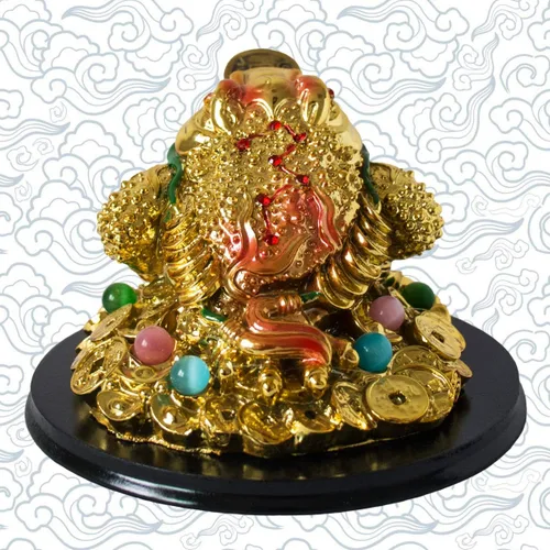 Vista 3 de Feng Shui Dinero Rana Estatua Sapo Tres Patas Rana Figuritas en monedas chinas Lingote de oro Dijes de Buena Suerte Lucky Fortune Wealth Decoración