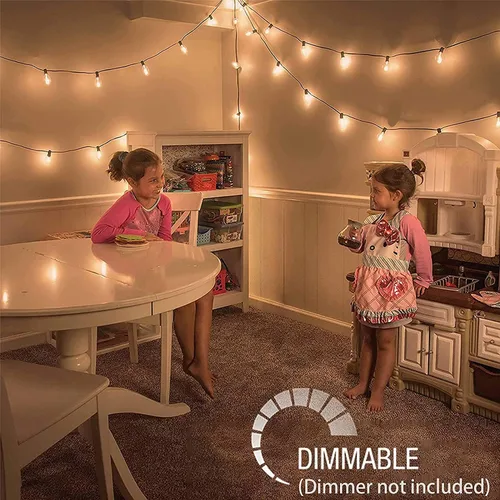 Vista 4 de Afirst Tira de luces para exteriores de 20 pies con 22 bombillas LED (2 de repuesto), impermeables, conectables, luces de patio para iluminación