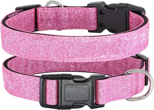 Vista 10 de TDTOK Collar básico brillante para perro, cómodo y duradero, collar para perros pequeños, medianos y grandes con hebilla de plástico ecológica