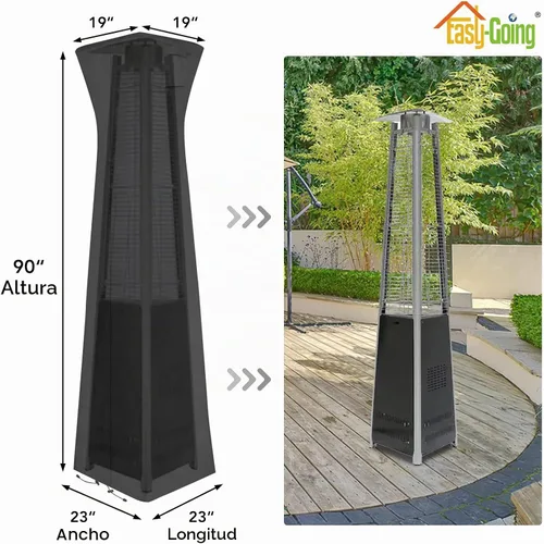 Vista 2 de Easy-Going - Funda piramidal para calentador de patio, 90 pulgadas de alto x 23 pulgadas de largo x 23 pulgadas de ancho, color negro