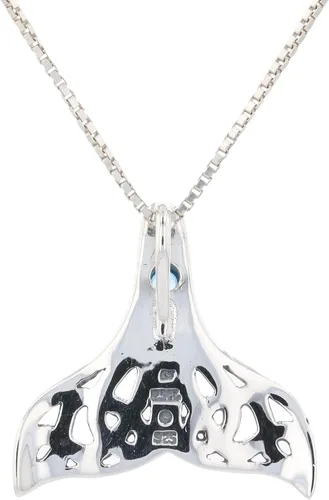 Vista 4 de Collar con colgante de nudo celta de cola de ballena de plata de ley, 18 pulgadas, topacio azul, Plata esterlina, Topacio