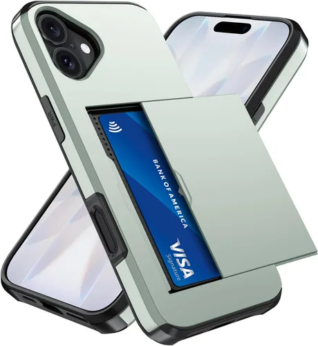 Vista 126 de Qinmay Funda compatible con iPhone 7 Plus/8 Plus con tarjetero, doble capa a prueba de golpes, funda protectora resistente con ranura oculta Negro