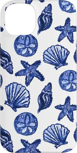 Vista 15 de Funda azul para iPhone 16, diseño de conchas marinas náuticas para nieta costera