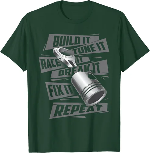 Vista 65 de Build It Tune It Race It Break It - Camiseta para entusiastas de los coches de carreras, talla S Negro