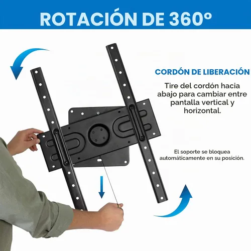 Vista 2 de Mount-It! Soporte de pared giratorio de horizontal a vertical para TV Soporte de TV vertical empotrado con rotación de 360 grados Se adapta a