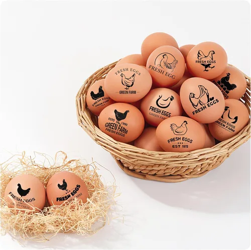 Vista 7 de Sellos de huevos personalizados para huevos frescos, sello de huevo de pollo personalizado con logotipo de nombre, sello de huevo personalizado