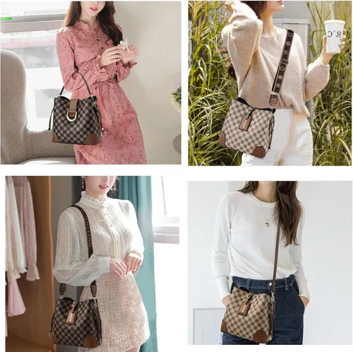 Vista 2 de Bolsos de mano y monedero para mujer, bolso de hombro retro con asa superior