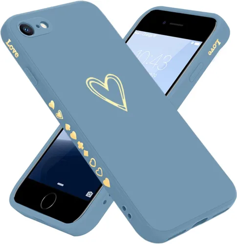 Vista 13 de Teageo - Funda bonita para iPhone SE 2022, SE 2020, iPhone 7, iPhone 8, beige For Women Girls, Luxury Heart Phone Case
