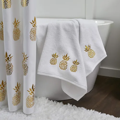 Vista 3 de SKL Home by Saturday Knight Ltd. - Toalla de baño dorada con piña, color blanco, pequeño